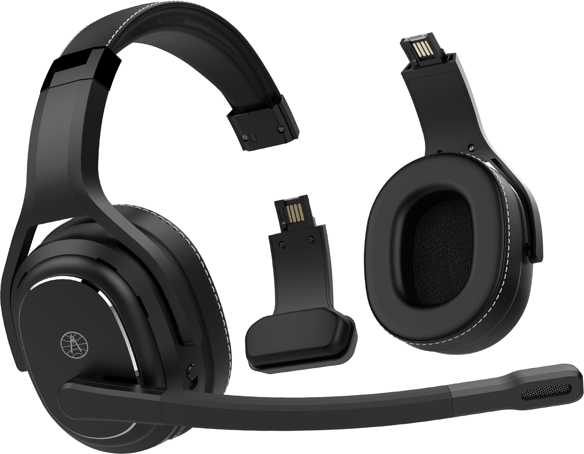 Rand McNally wireless bluetooth headphones with detachable microphone, black headset with flexible mic attachment for hands-free communication
